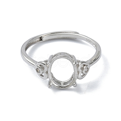 Adjustable 925 Sterling Silver 4 Prongs Ring Settings STER-K179-32P-1