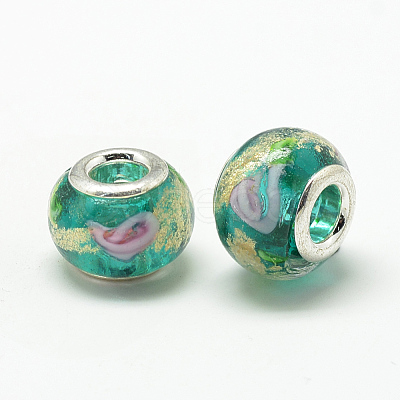Handmade Gold Sand Lampwork European Beads LAMP-T004-36A-1