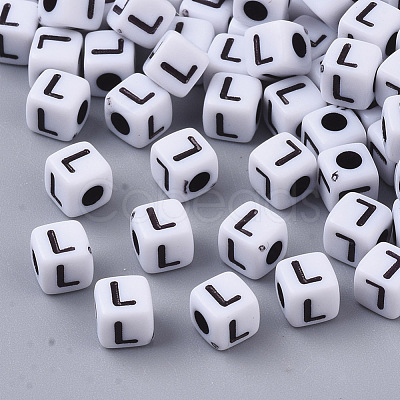 White Opaque Acrylic Beads MACR-R869-02L-1