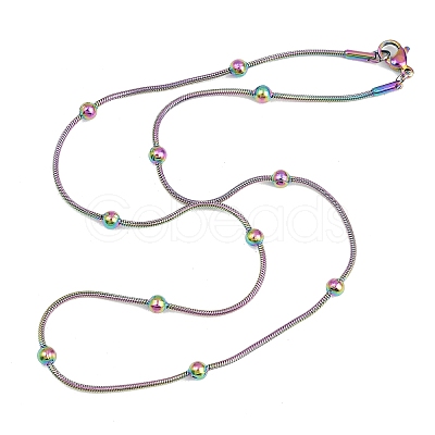 Ion Plating(IP) 304 Stainless Steel Round Snake Chain Necklaces STAS-G244-88B-M-1