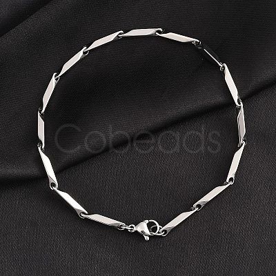 Tarnish Resistant Unisex 201 Stainless Steel Bar Link Chain Bracelets BJEW-L637-35B-P-1