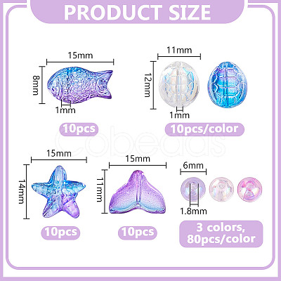 Transparent Spray Painted Glass & Acrylic Beads Findings Kits FIND-HY0004-64B-1