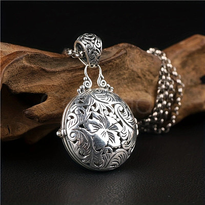 Alloy & Glass Hollow Flat Round Cage Pendant Necklaces for Diffuser Ball FS-WGCD084-01-1