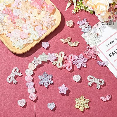 180Pcs 6 Styles Transparent Crackle Acrylic Beads OACR-YW0004-30-1