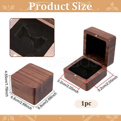 Walnut Wooden Championship Ring Packaging Magnetic Boxes CON-WH0086-245-1