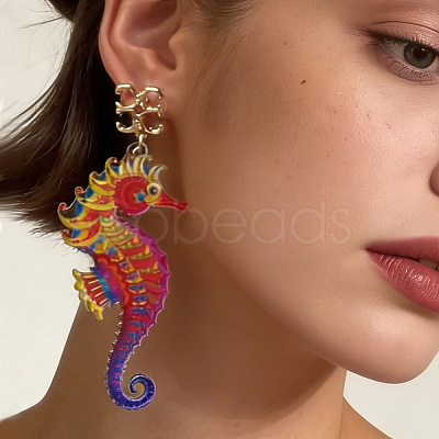 Ocean Acrylic & Alloy Dangle Earrings for Women WG27996-01-1
