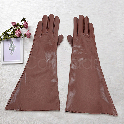 1 Pair PU Leather Long Whole Finger Gloves AJEW-CL0005-12A-1