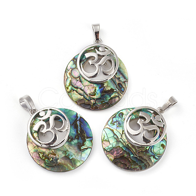 Natural Paua Shell Pendants KK-F751-L-B01-1