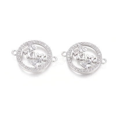 Brass Micro Pave Clear Cubic Zirconia Links Connectors ZIRC-G152-16P-1