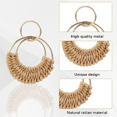 4 Pairs 4 Styles Rattan Dangle Stud Earrings EJEW-SP0001-16D-1