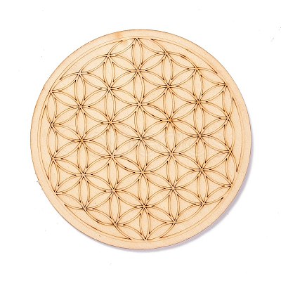 Basswood Carved Round Cup Mats DJEW-M006-02-1