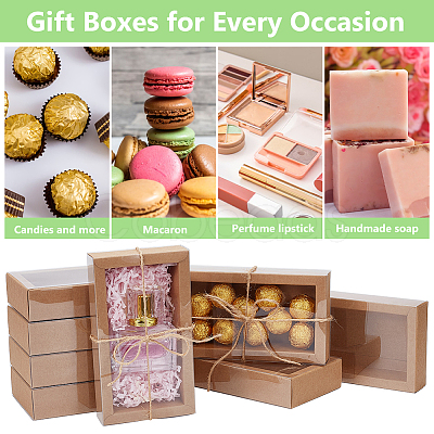 Cardboard Drawer Gift Storage Boxes with Clear Cover CON-WH0092-72C-03-1