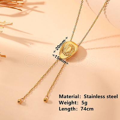 Cowgirl Hat 304 Stainless Steel Lariat Necklaces for Women FS-WGDA0AA-01-1