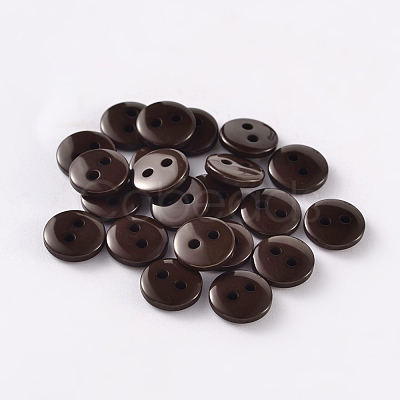 2-Hole Flat Round Resin Sewing Buttons for Costume Design BUTT-E119-24L-02-1