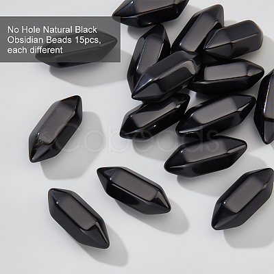 Olycraft Faceted No Hole Natural Black Obsidian Healing Stones G-OC0003-60-1