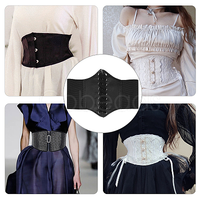 PU Leather Wide Elastic Corset Belts AJEW-WH0263-46C-1