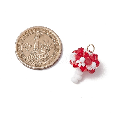 7Pcs 7 Colors Handmade Glass Seed Beaded Mushroom Pendants PALLOY-MZ00621-1