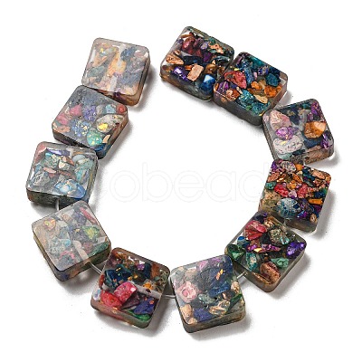 Dyed Natural Imperial Jasper with Resin Beads Strands G-G083-C05-01-1