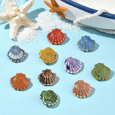 10Pcs 10 Colors Handmade Porcelain Beads PORC-YW0001-55-1