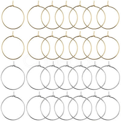 200Pcs 2 Style 316 Surgical Stainless Steel Wine Glass Charms Rings STAS-SC0007-20-1