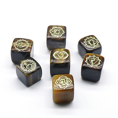 Natural Tiger Eye 7 Chakra Healing Stone Set G-PW0004-18E-1