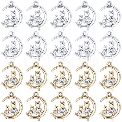 SUNNYCLUE 36Pcs 2 Colors Alloy with Rhinestone Pendants RB-SC0001-09-1