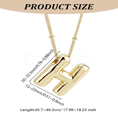 1pc Brass Chain with Alloy Letter Pendants Necklaces NJEW-LP0001-41H-G-1
