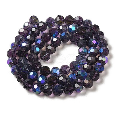 Electroplate Transparent Glass Beads Strands EGLA-A035-T10mm-L15-1