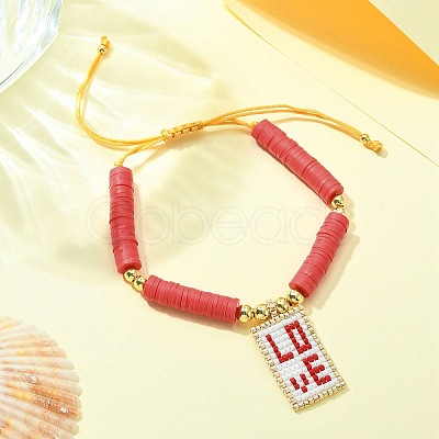 MIYUKI Glass Seed Rectangle Charm Bracelet BJEW-MZ00037-03-1