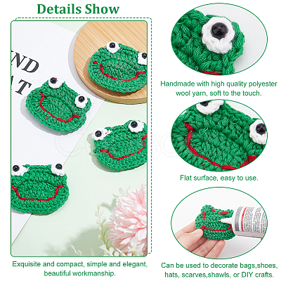 BENECREAT Frog's Head Shape Cartoon Style Polyester Knitted Costume Ornament Accessories DIY-BC0006-65-1