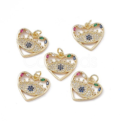 Brass Colorful Cubic Zirconia Pendants KK-E068-VA184-2-1