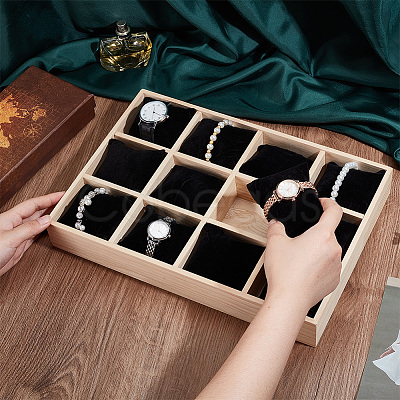 12 Slots Wooden Watch Organizer Trays AJEW-WH0471-143A-1