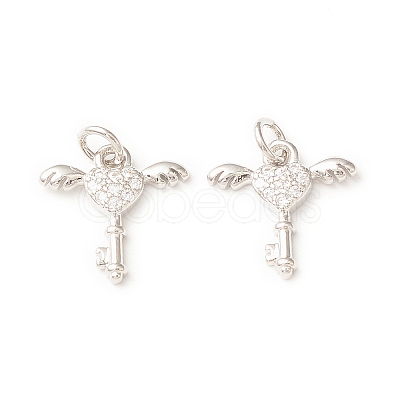 Brass Micro Pave Cubic Zirconia Charms KK-C018-02P-1