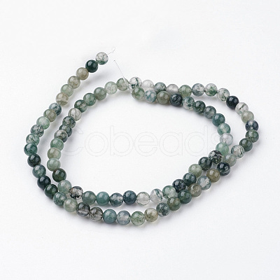 Natural Moss Agate Bead Strands G-G735-62-4mm-1