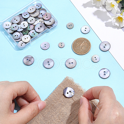 80Pcs 5 Styles 2-Hole Shell Buttons BUTT-ME0001-44-1
