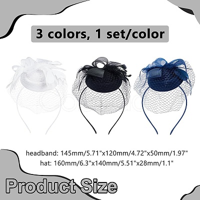 3 Sets 3 Colors Mesh Veil Hair Bands MRMJ-WR0001-05-1