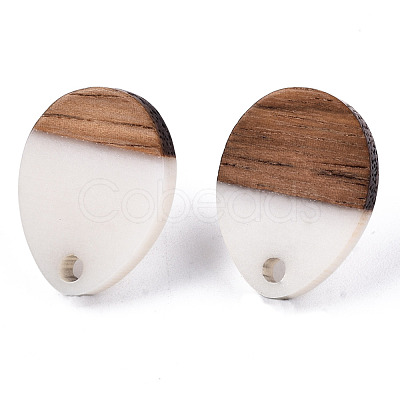 Resin & Walnut Wood Stud Earring Findings MAK-N032-006A-H01-1