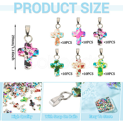 60Pcs 6 Colors Synthetic Turquoise Pendants PALLOY-TAC0289-1