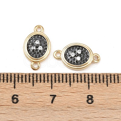Brass Pave Clear Cubic Zirconia Connector Charms KK-L251-19G-01-1
