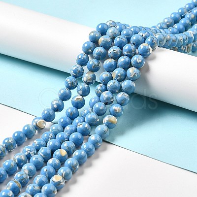 Synthetic Turquoise and Sea Shell Assembled Beads Strands G-D482-01B-04-1