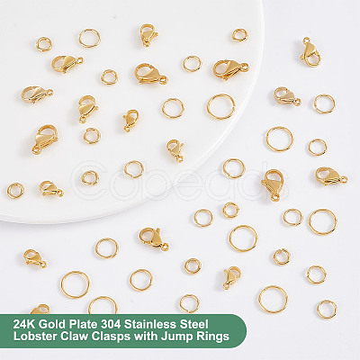 80Pcs 4 Styles 304 Stainless Steel Lobster Claw Clasps DIY-PH0028-67-1