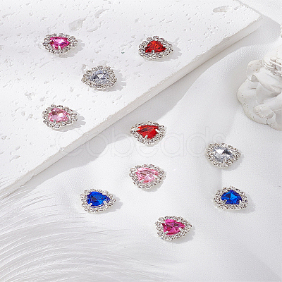 10Pcs 5 Colors Brass & Acrylic Sew On Rhinestone FIND-LP0007-22-1