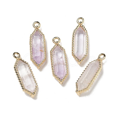 Natural Amethyst Faceted Double Terminal Pointed Pendants G-G181-05G-02-1