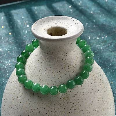 Natural Malaysia Jade(Dyed) Bead Stretch Bracelets BJEW-K212-B-013-1