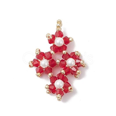 Imitate Austrian Crystal Glass & Glass Seed Beads Pendants PALLOY-MZ01060-03-1