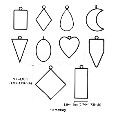 10Pcs Alloy Open Back Bezel Pendants PALLOY-YWC0002-02EB-1
