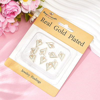 10Pcs Brass Heart Charms KK-BBC0021-64-1