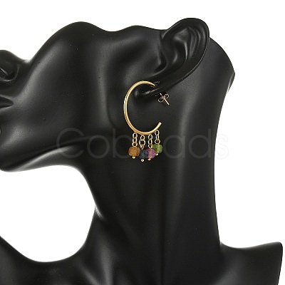 Natural Multicolor Tourmaline  Stud Tassel Earring EJEW-JE07221-1