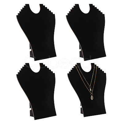 4Pcs Bust Shaped Velvet Necklace Display Stands ODIS-CA0001-34-1
