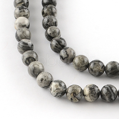 Natural Map Stone/Picasso Stone/Picasso Jasper Beads Strands G-S188-4mm-1